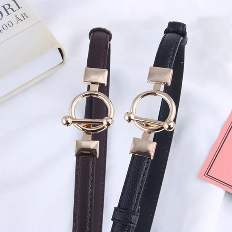 Slim Waist Belt with Gold Toggle