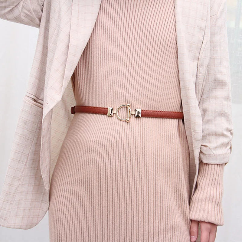 Slim Waist Belt with Gold Toggle