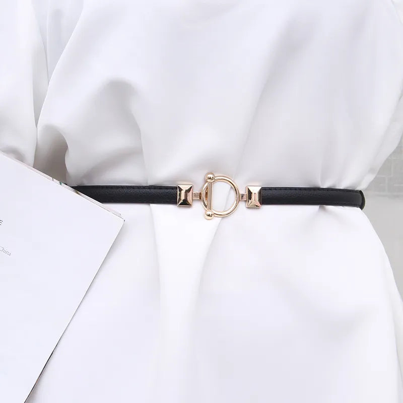 Slim Waist Belt with Gold Toggle