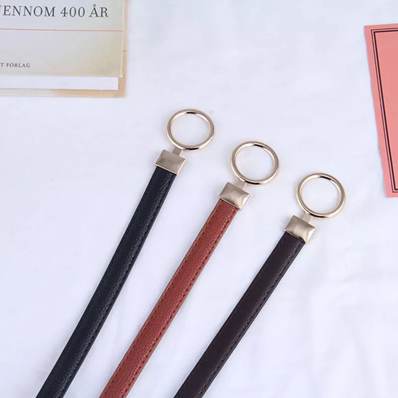Slim Waist Belt with Gold Toggle