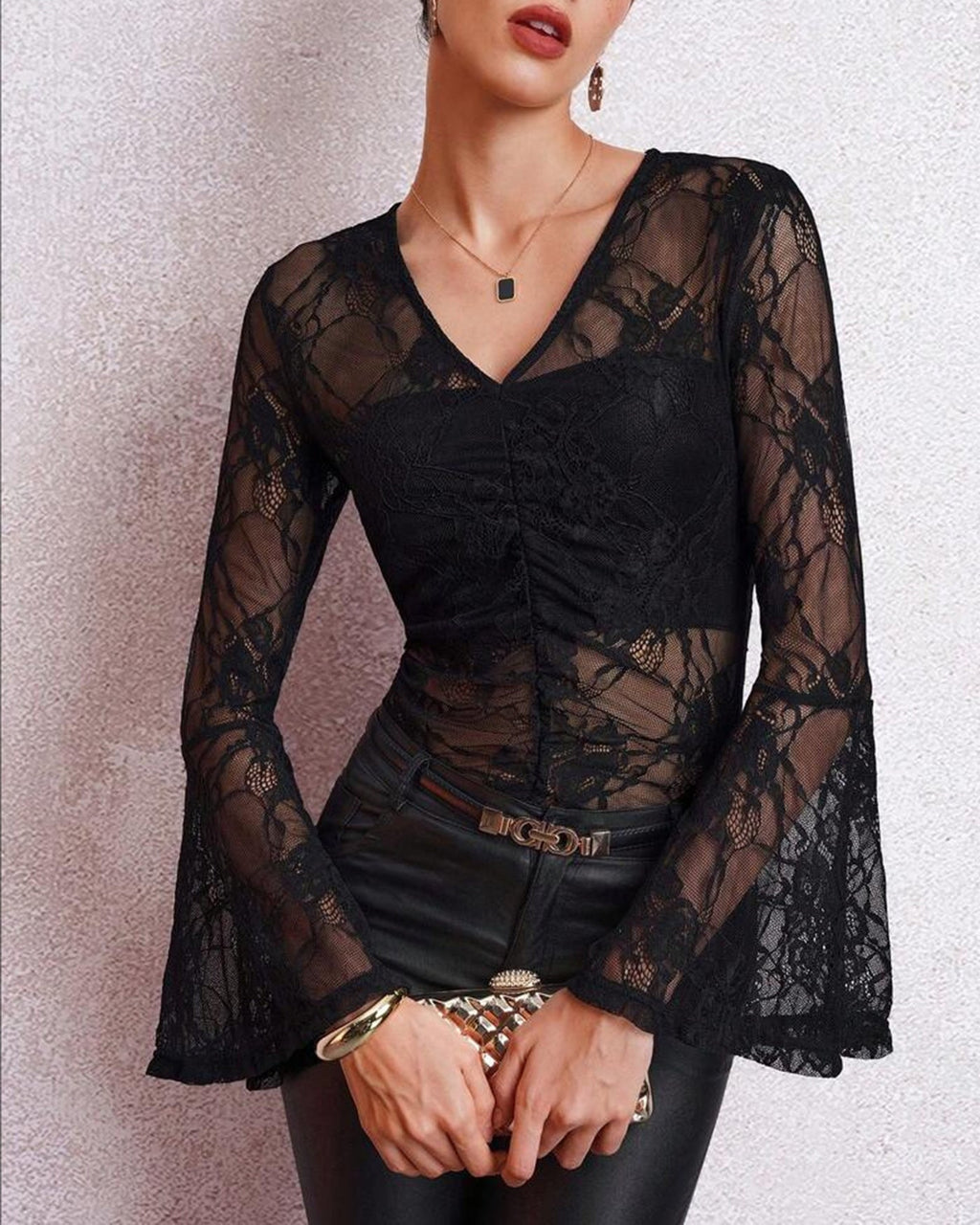 Lace Bell Sleeve Blouse