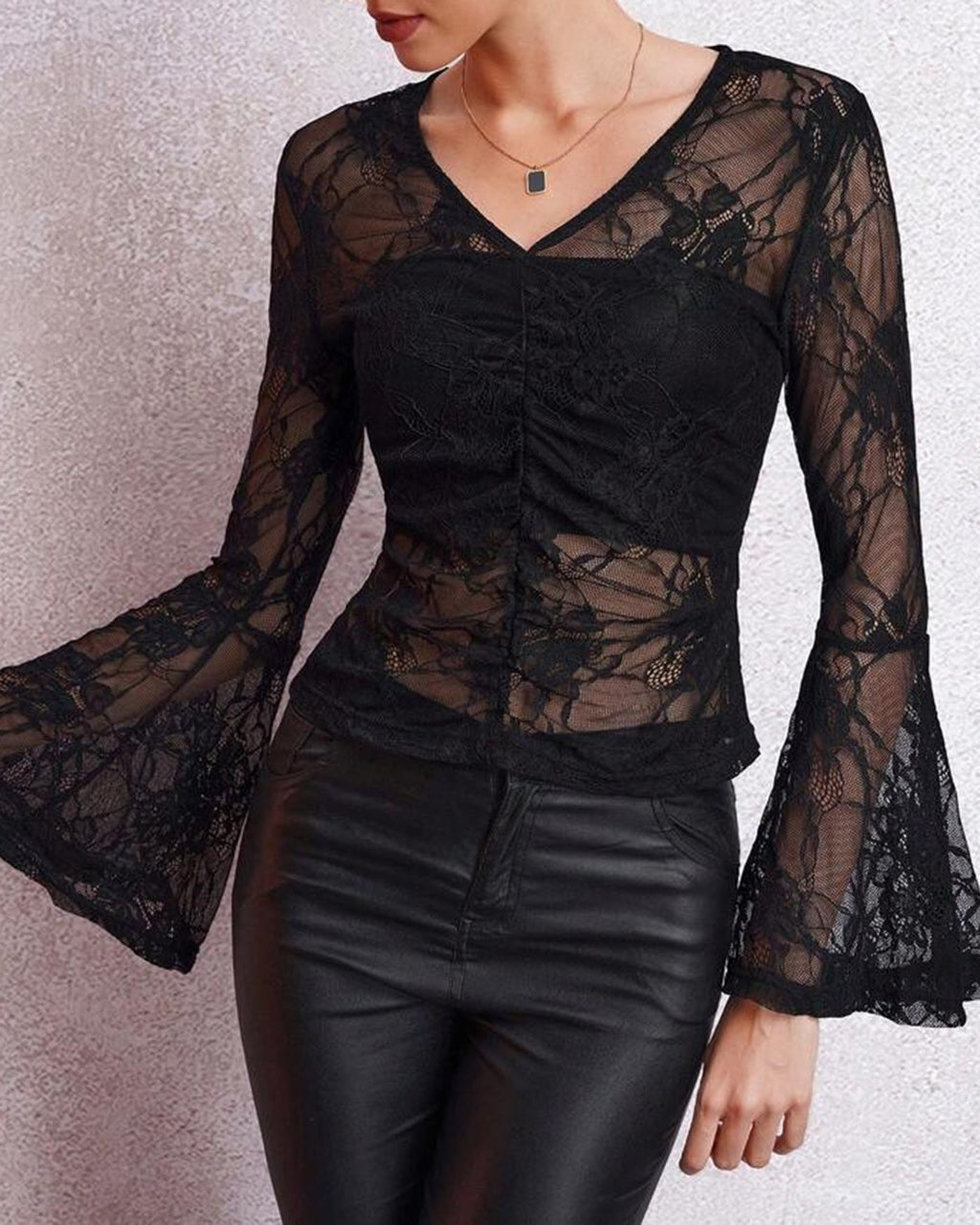 Lace Bell Sleeve Blouse
