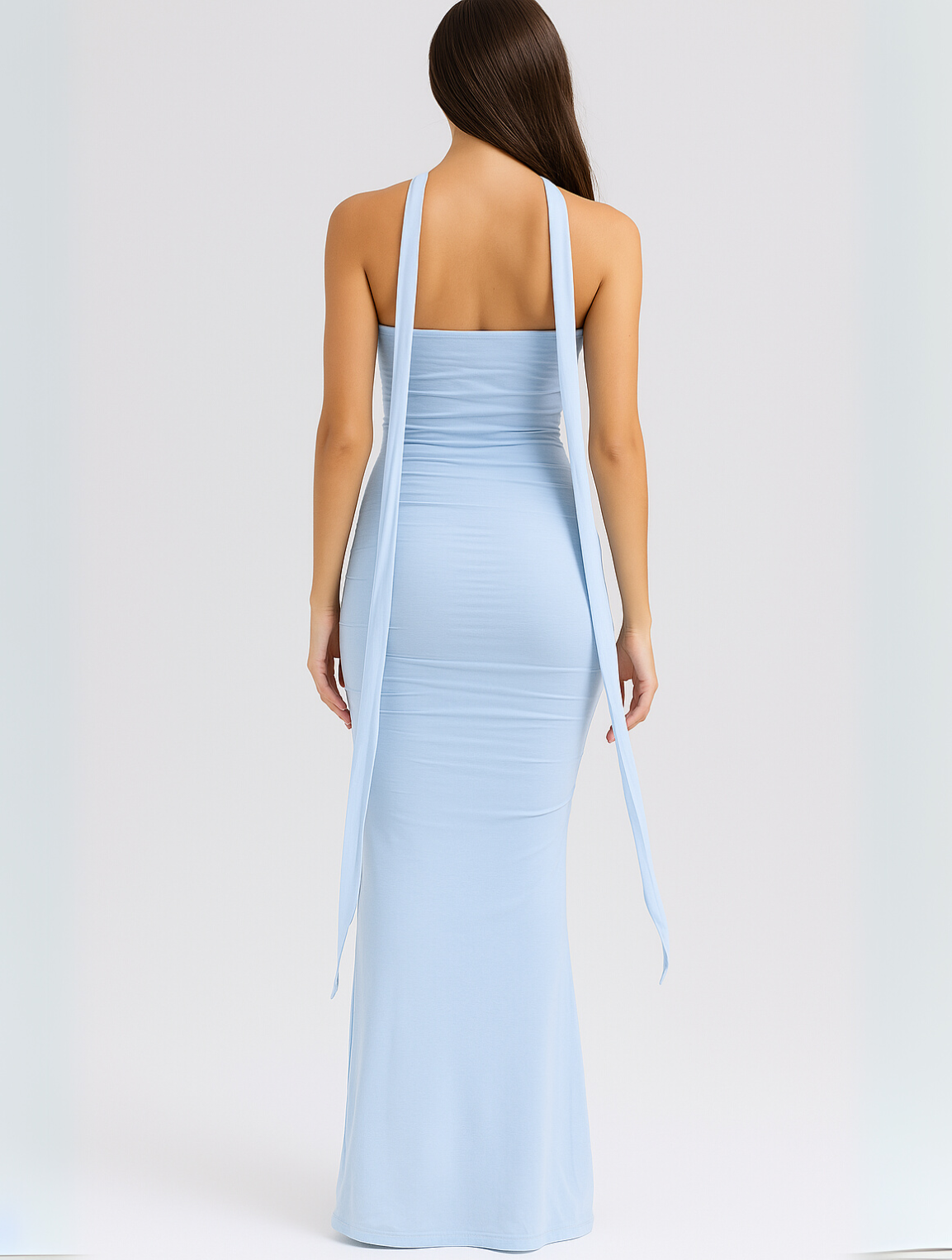 Strapless Choker Maxi Dress