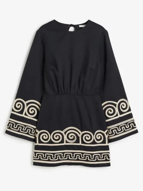 Embroidered Pattern Kaftan Dress