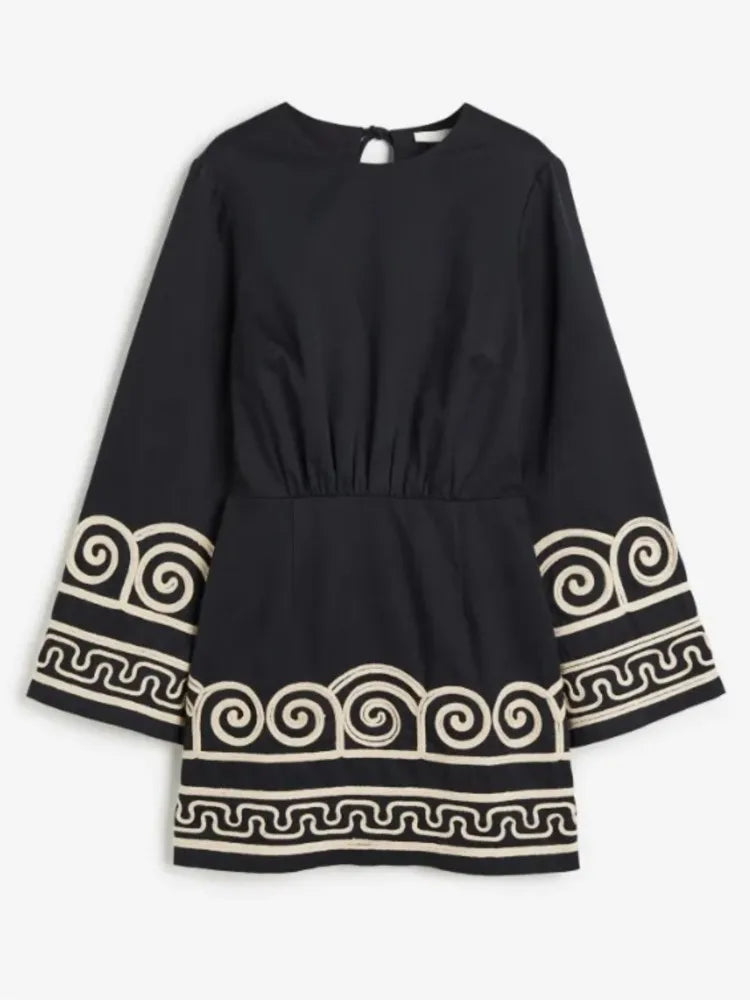 Embroidered Pattern Kaftan Dress