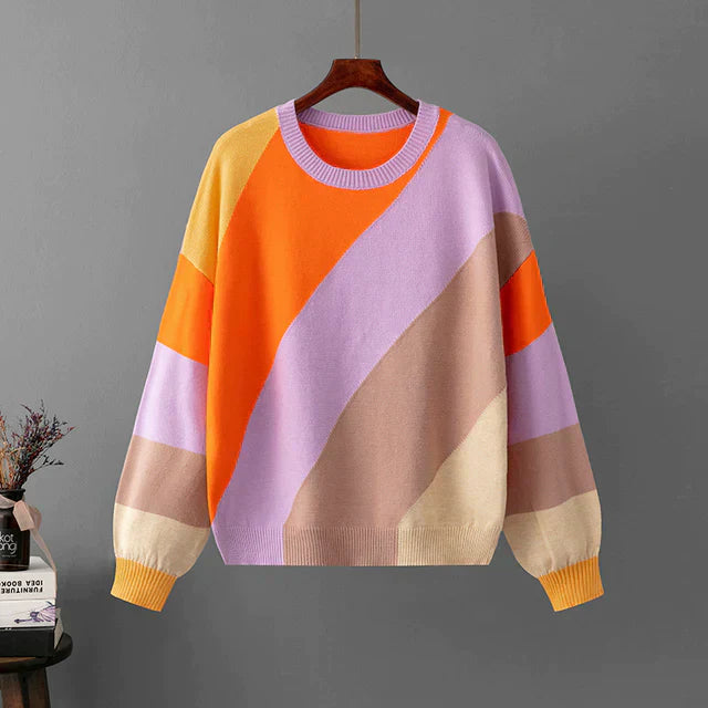 Diagonal Striped Knit Sweater