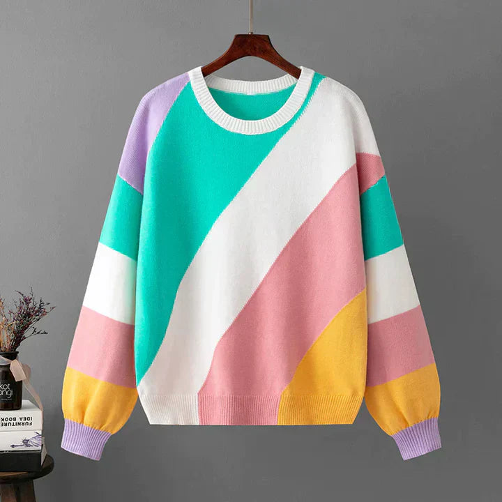Diagonal Striped Knit Sweater