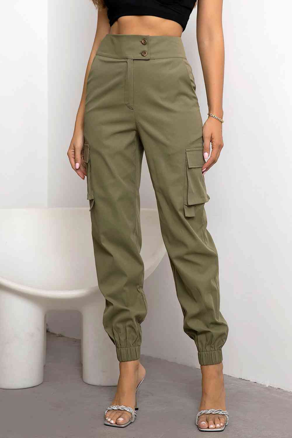 High Waist Cargo Trousers