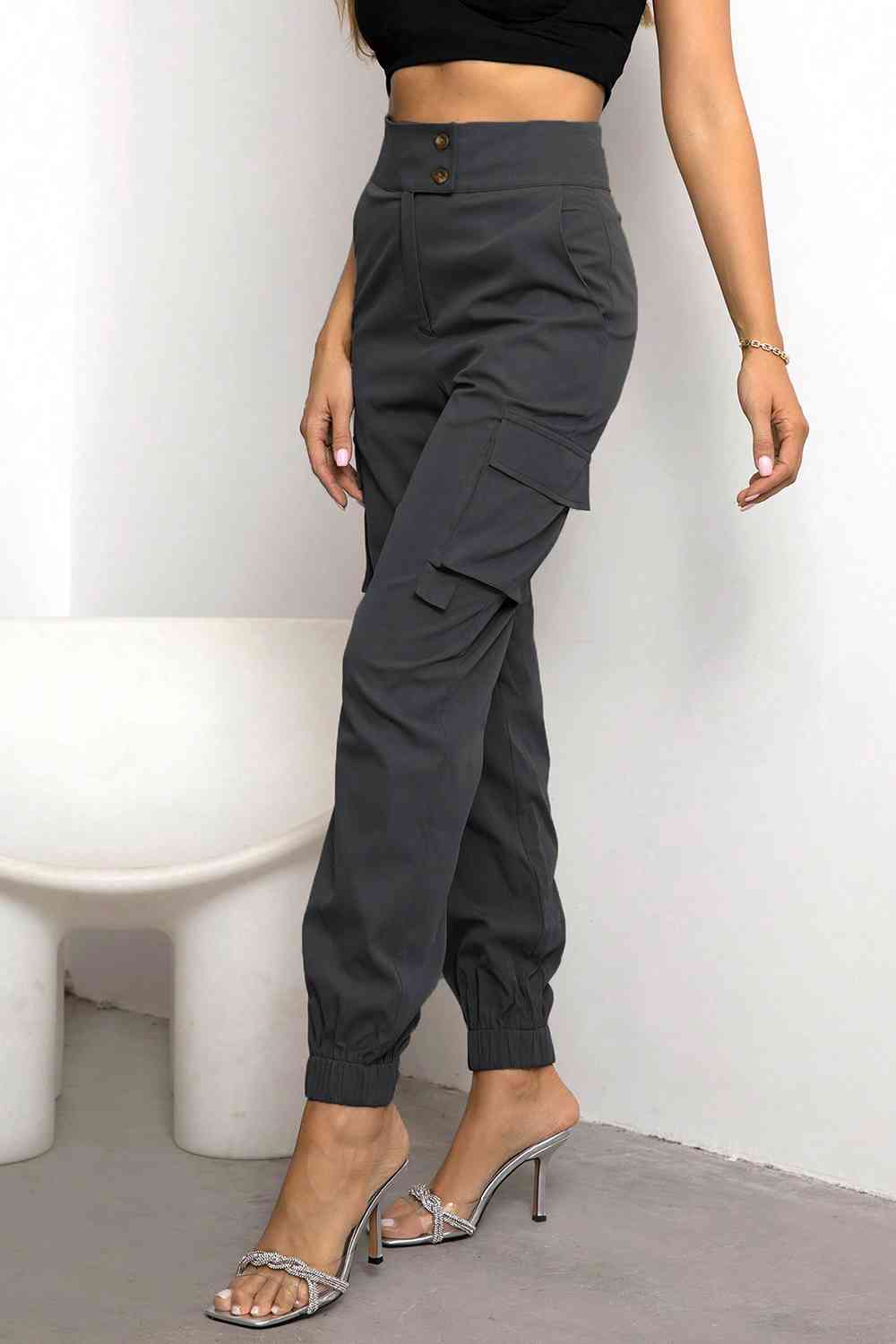 High Waist Cargo Trousers