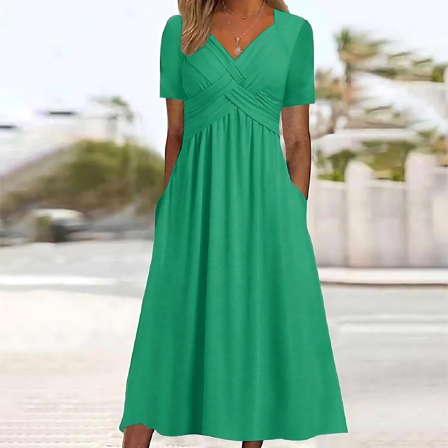 Ruched Tummy Control Midi Dress