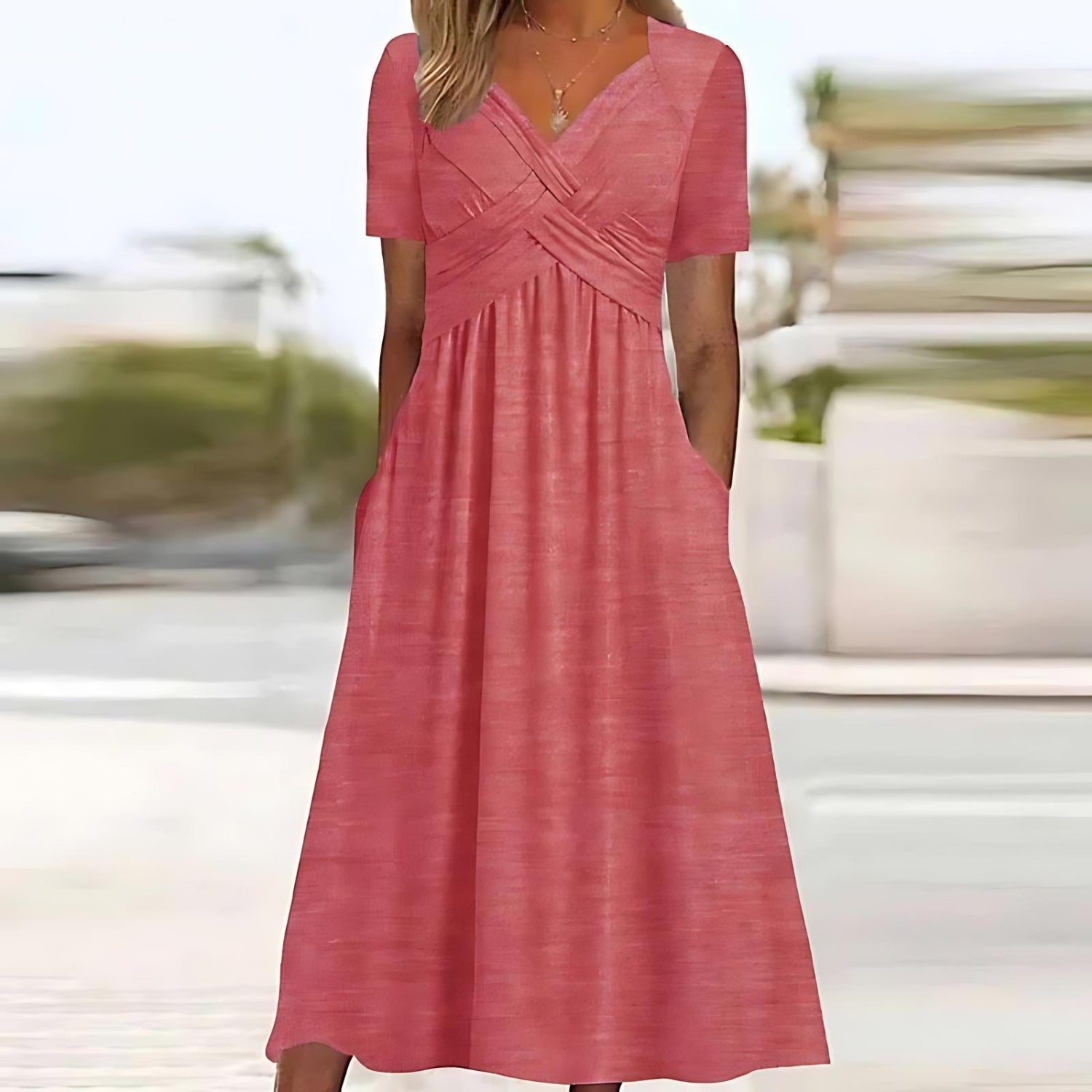 Ruched Tummy Control Midi Dress