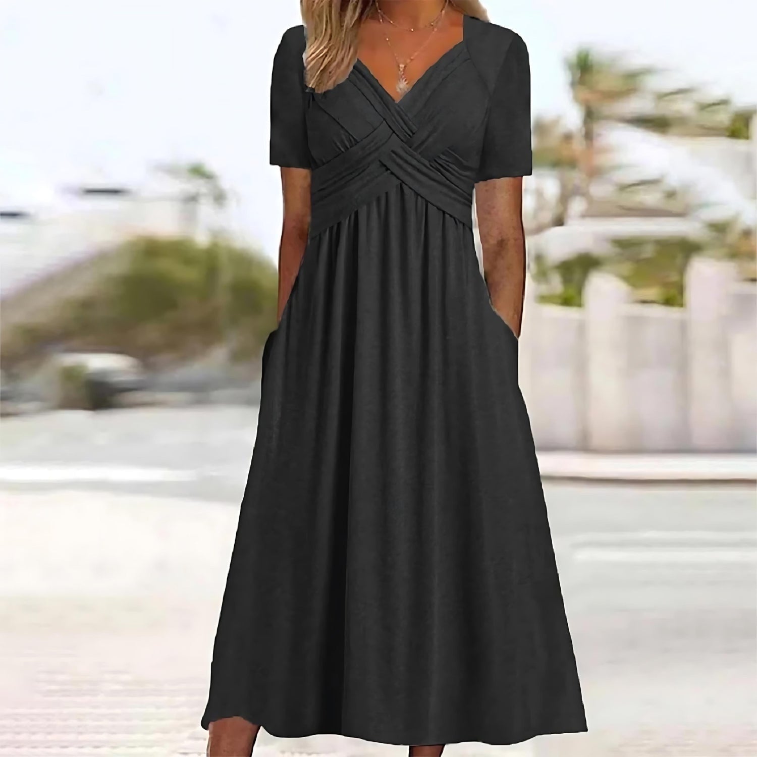 Ruched Tummy Control Midi Dress