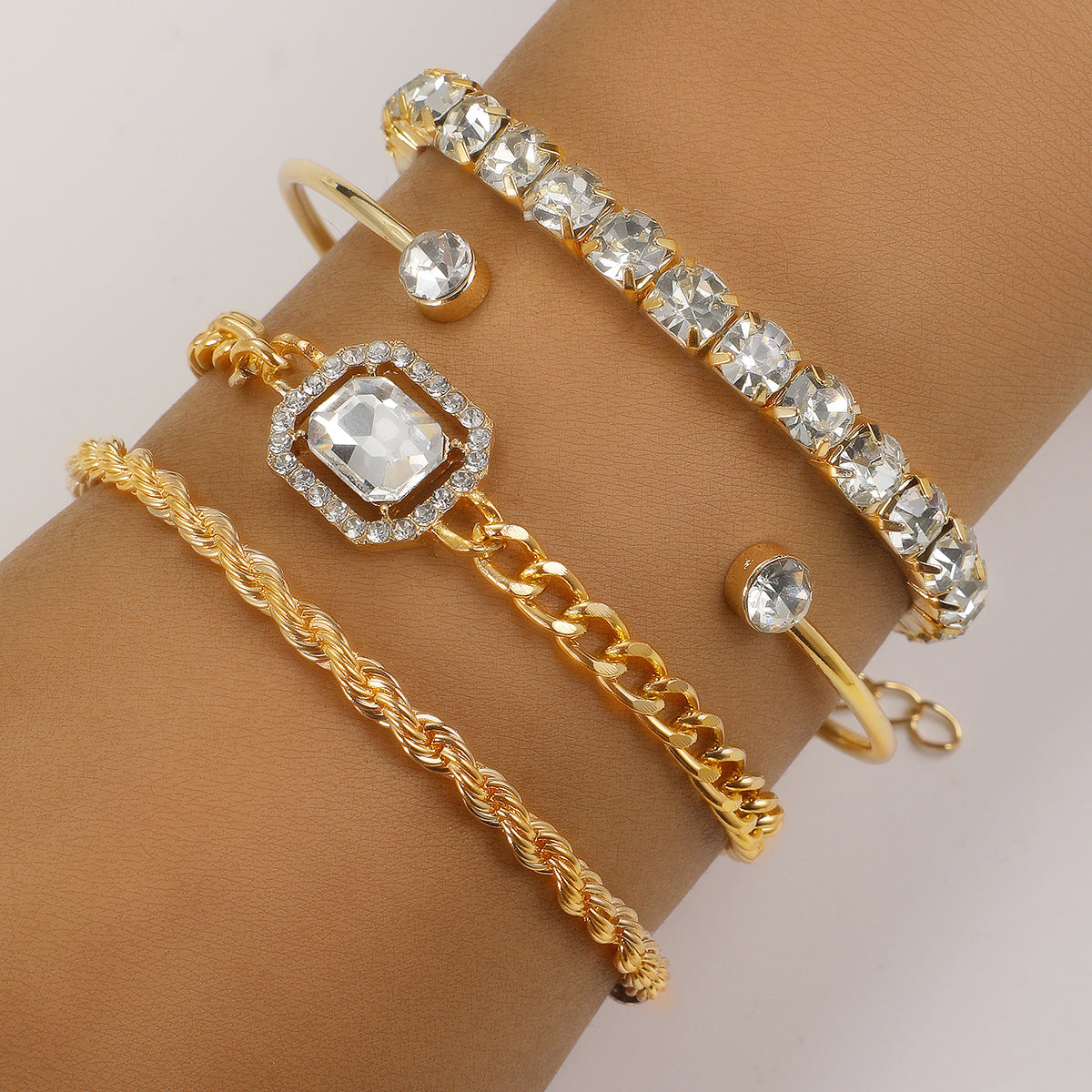 Gold Tone Layered Bracelet Set