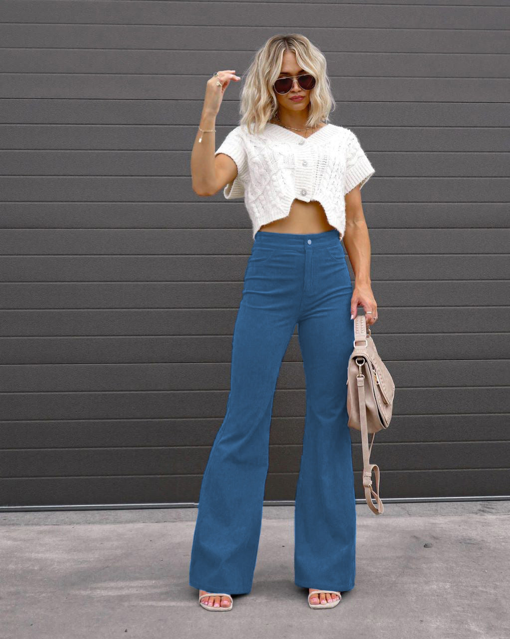 High-Waisted Corduroy Flared Pants