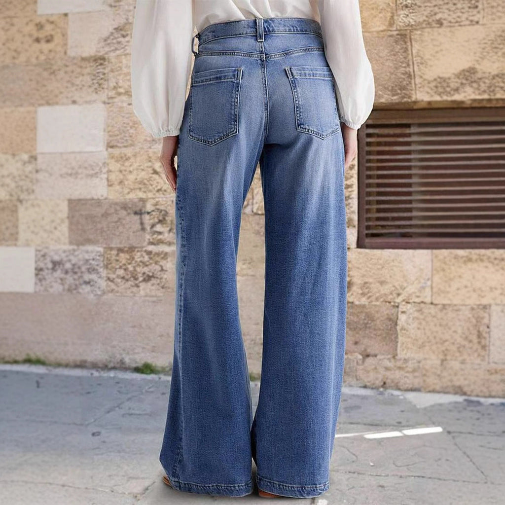 High Waist Wide Leg Denim Jeans