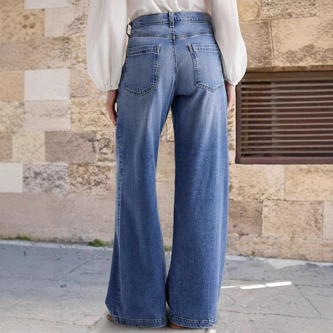 High Waist Wide Leg Denim Jeans