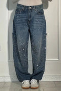 Crystal Embellished High Waist Jeans