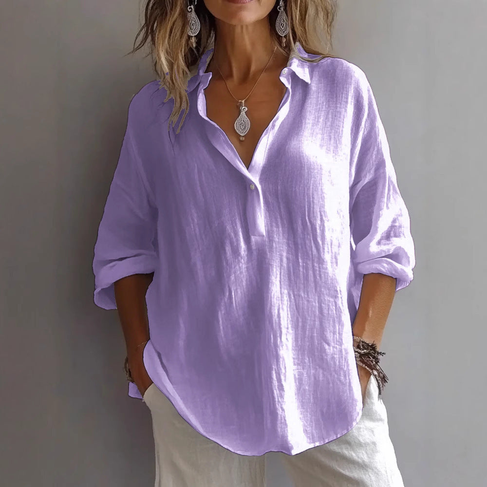 Linen V-Neck Blouse