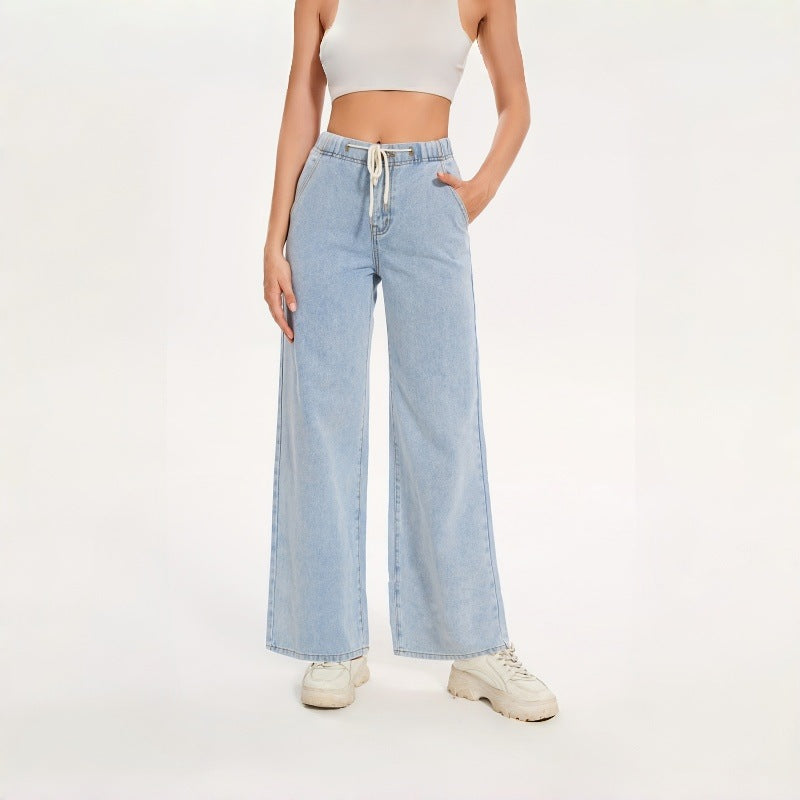 Drawstring Wide Leg Jeans