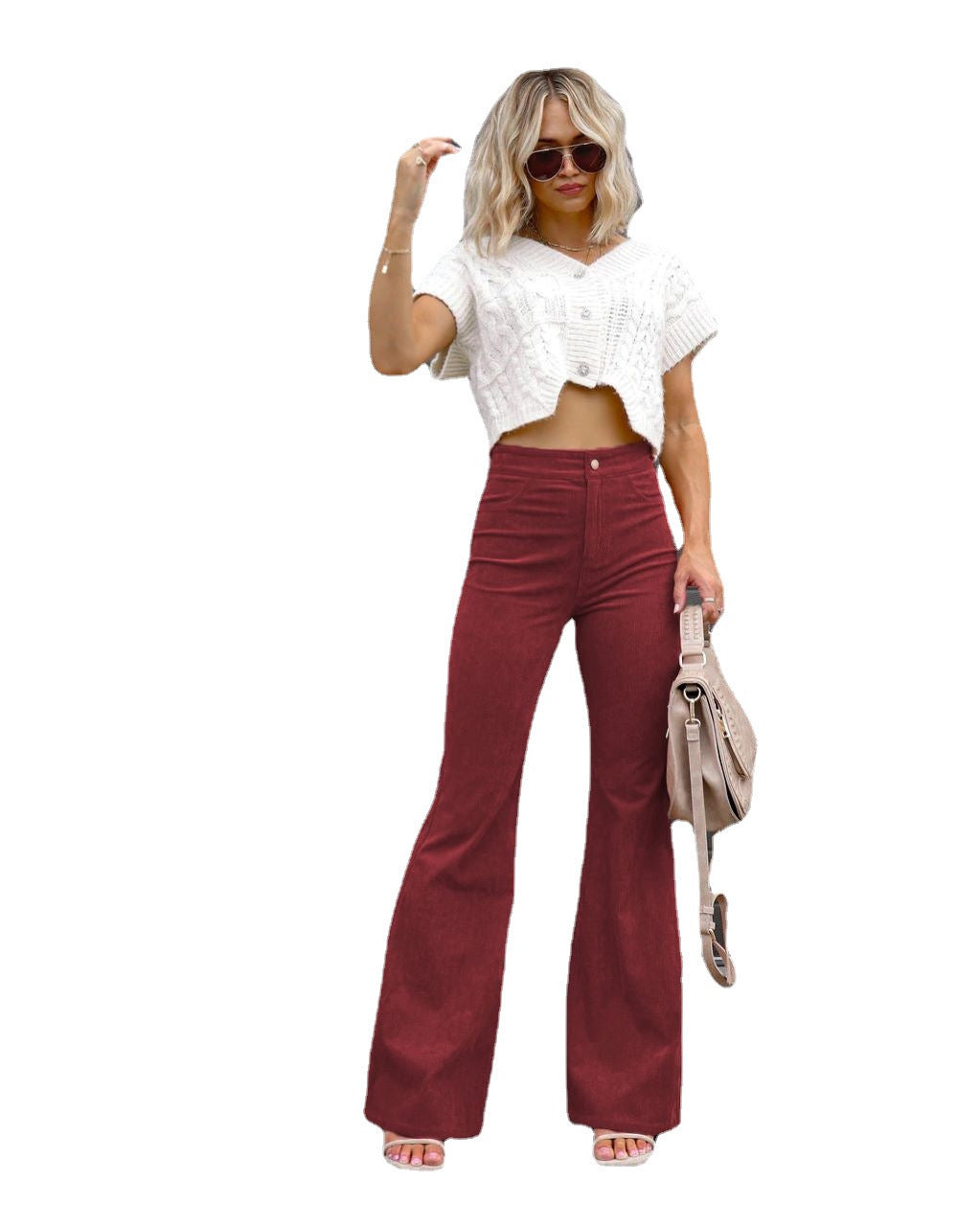 High-Waisted Corduroy Flared Pants