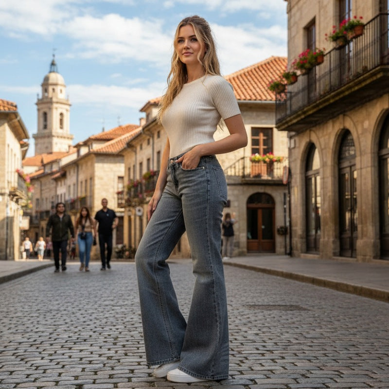 High Waist Flared Jeans