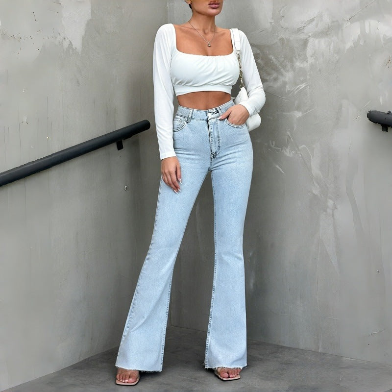 Light Wash Flared Jeans