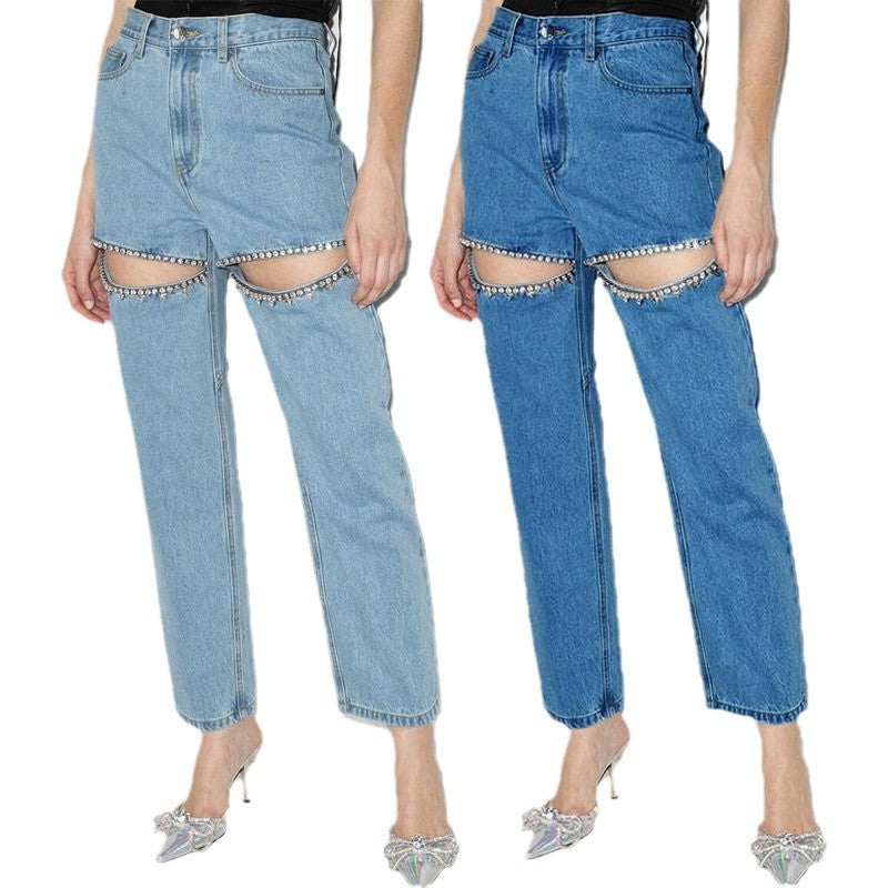 Strass Cut-Out Jeans