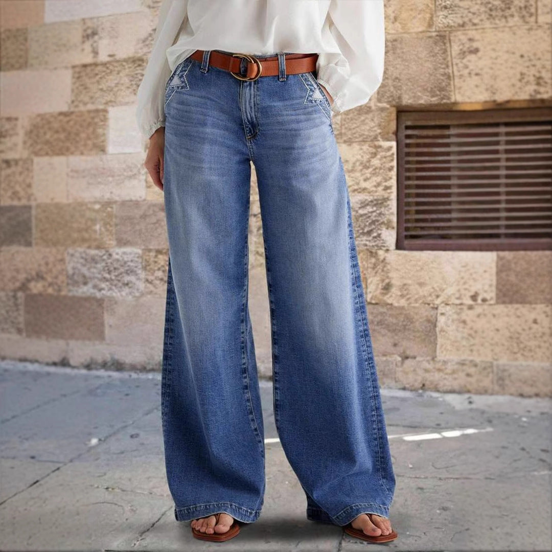 High Waist Wide Leg Denim Jeans