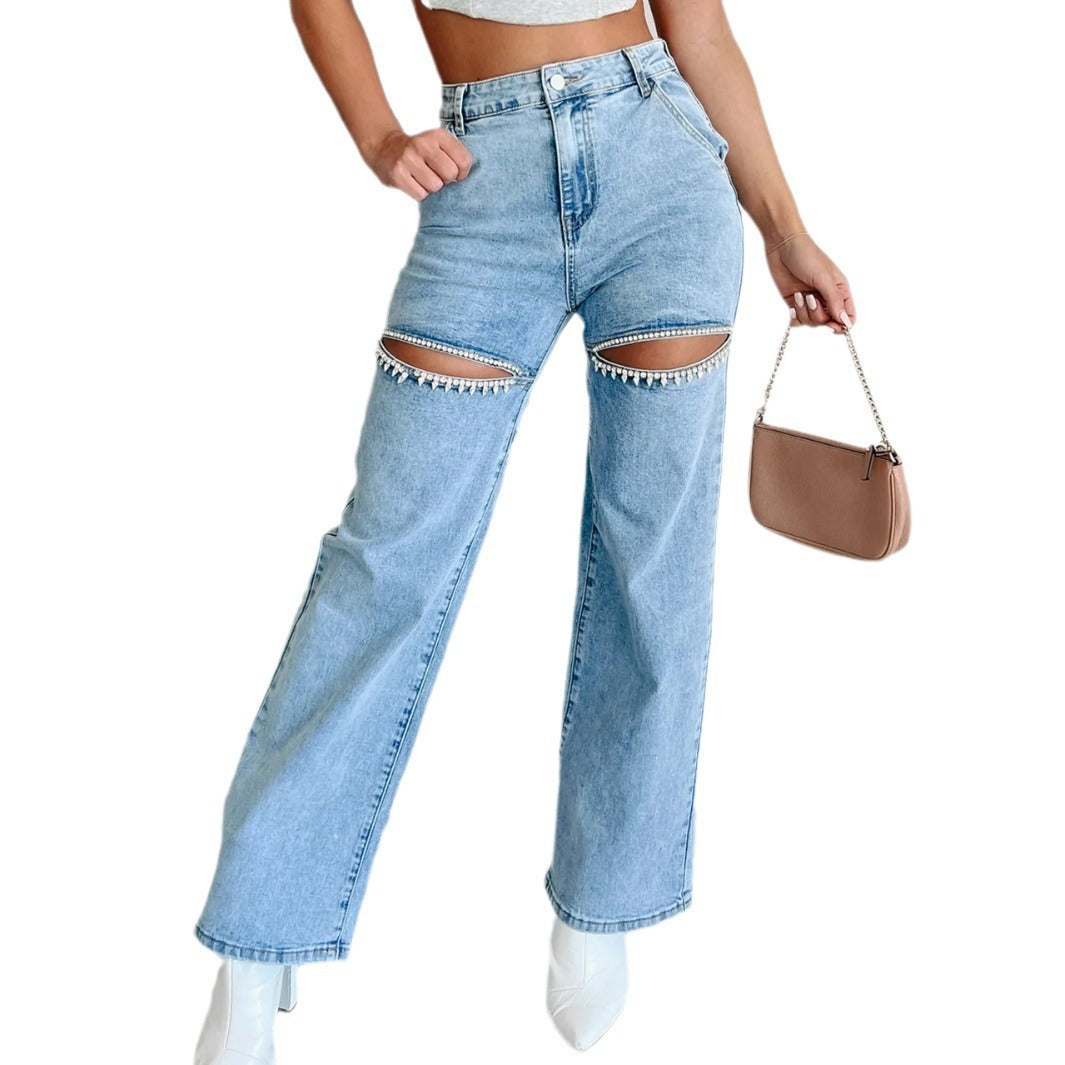 Wide Leg Cut Out Jeans