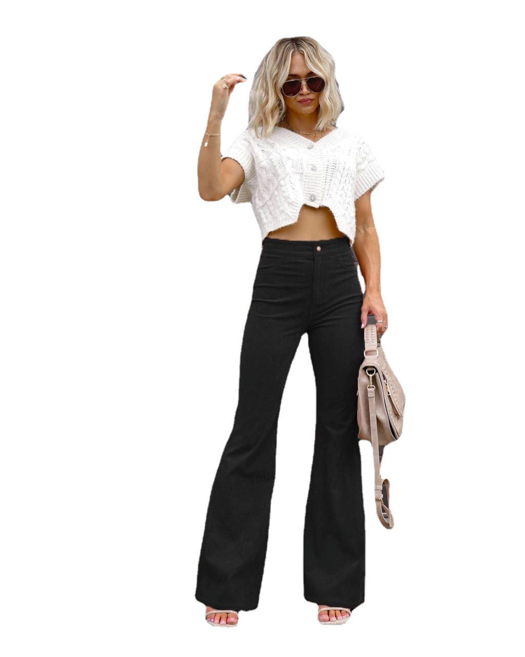 High-Waisted Corduroy Flared Pants