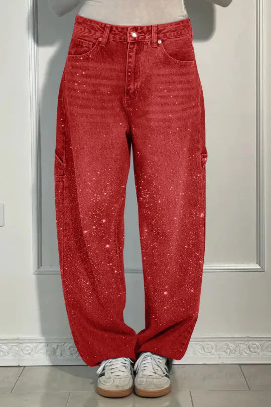 Crystal Embellished High Waist Jeans