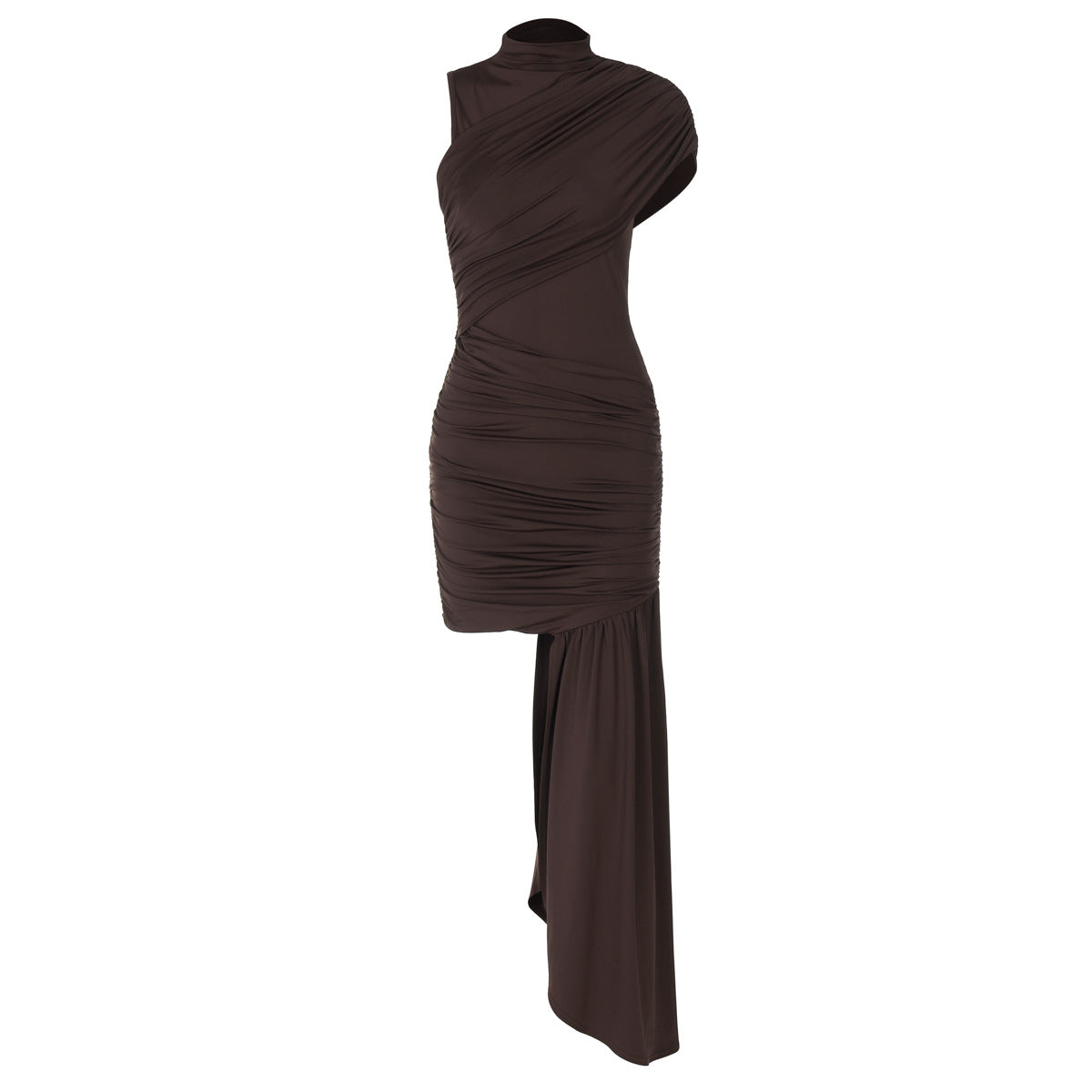 Asymmetric Evening Draped Dress