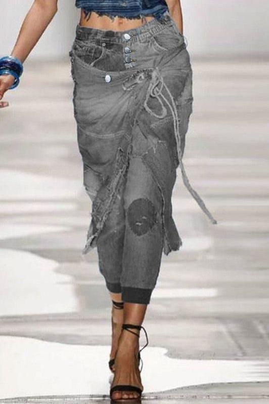 Deconstructed High Waist Jeans