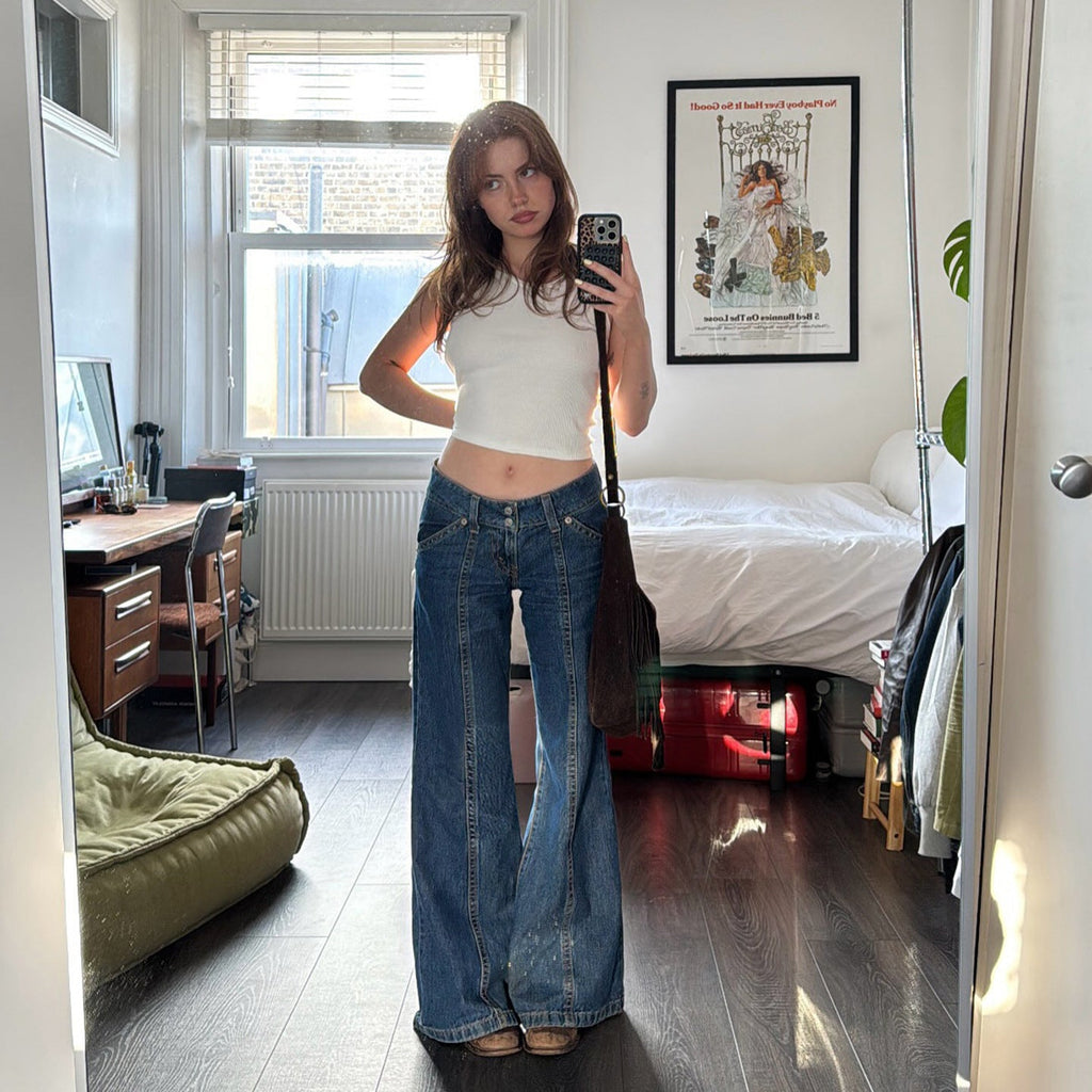 High Waist Wide Leg Denim Jeans