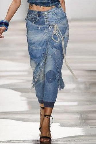 Deconstructed High Waist Jeans