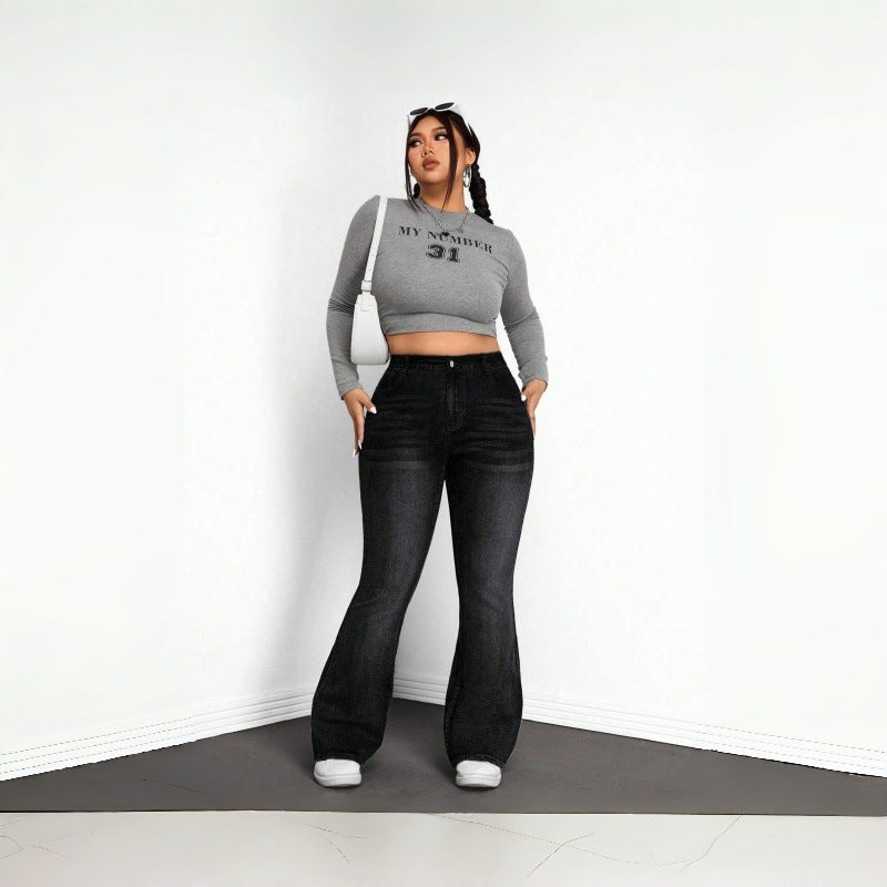 Denim High Waist Flared Jeans