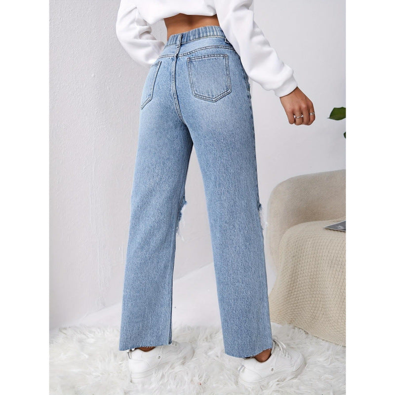 Distressed High Waist Mom Jeans