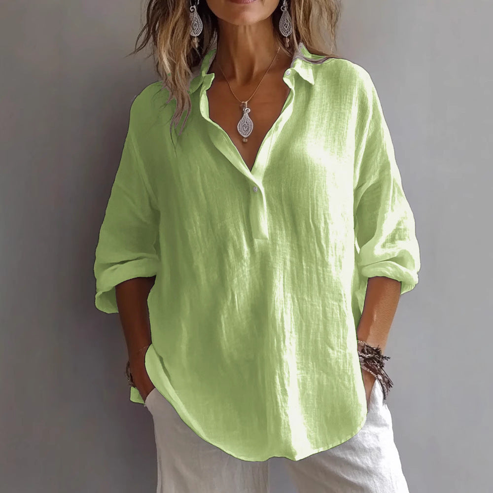 Linen V-Neck Blouse