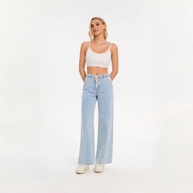 Drawstring Wide Leg Jeans