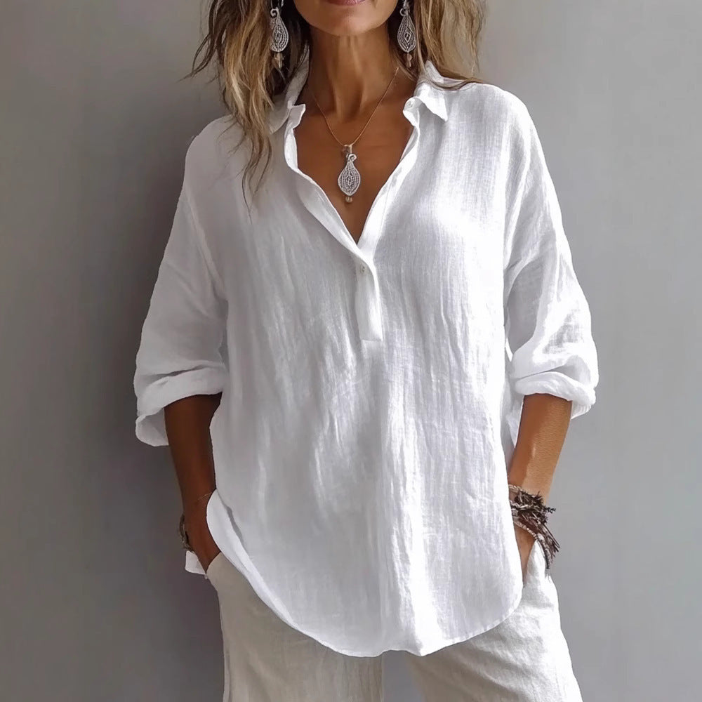 Linen V-Neck Blouse