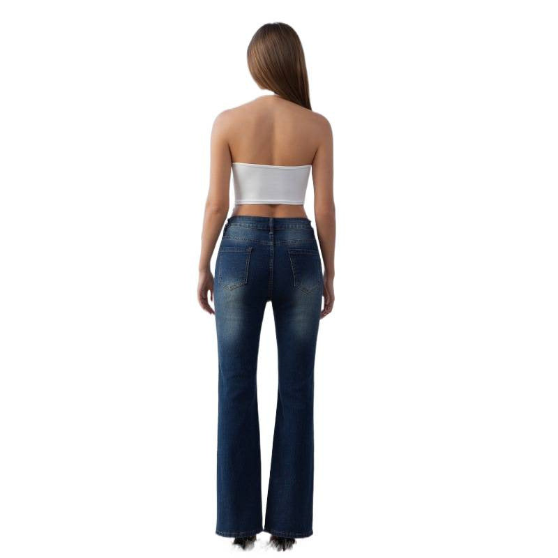 Embellished High-Waist Flared Jeans