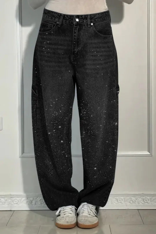 Crystal Embellished High Waist Jeans