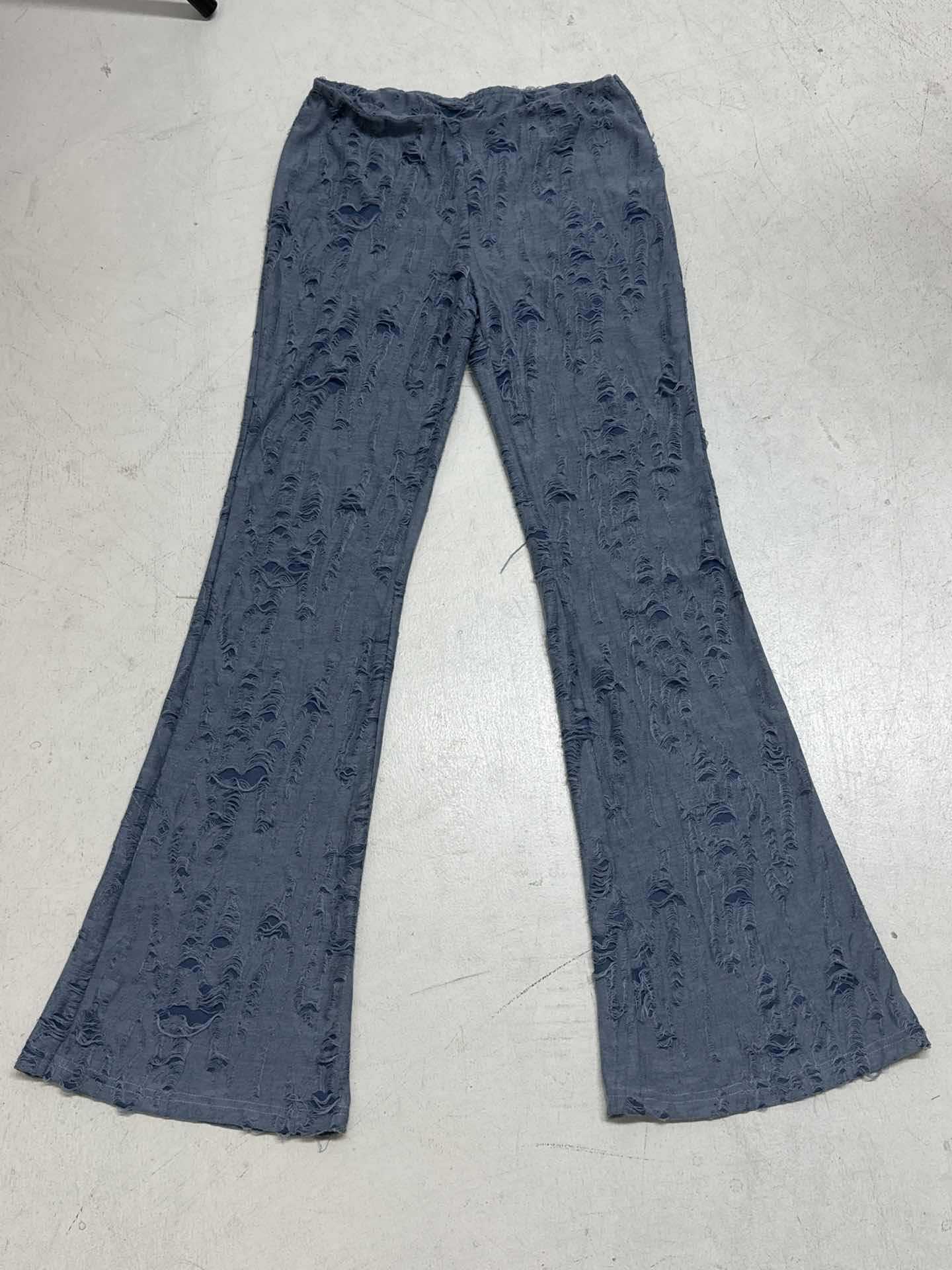 Distressed High-Waisted Flared Jeans