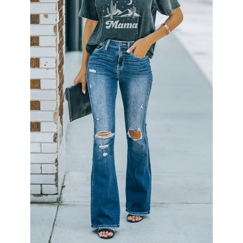Destroyed Flared Jeans