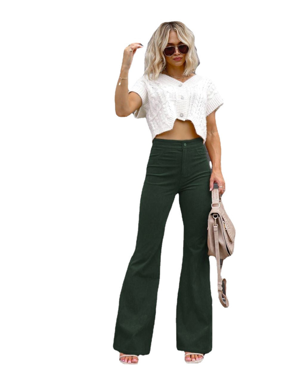 High-Waisted Corduroy Flared Pants