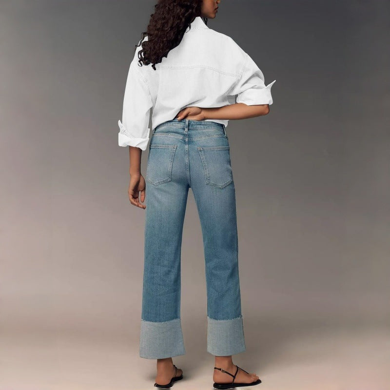 Relaxed Cuffed Boyfriend Jeans