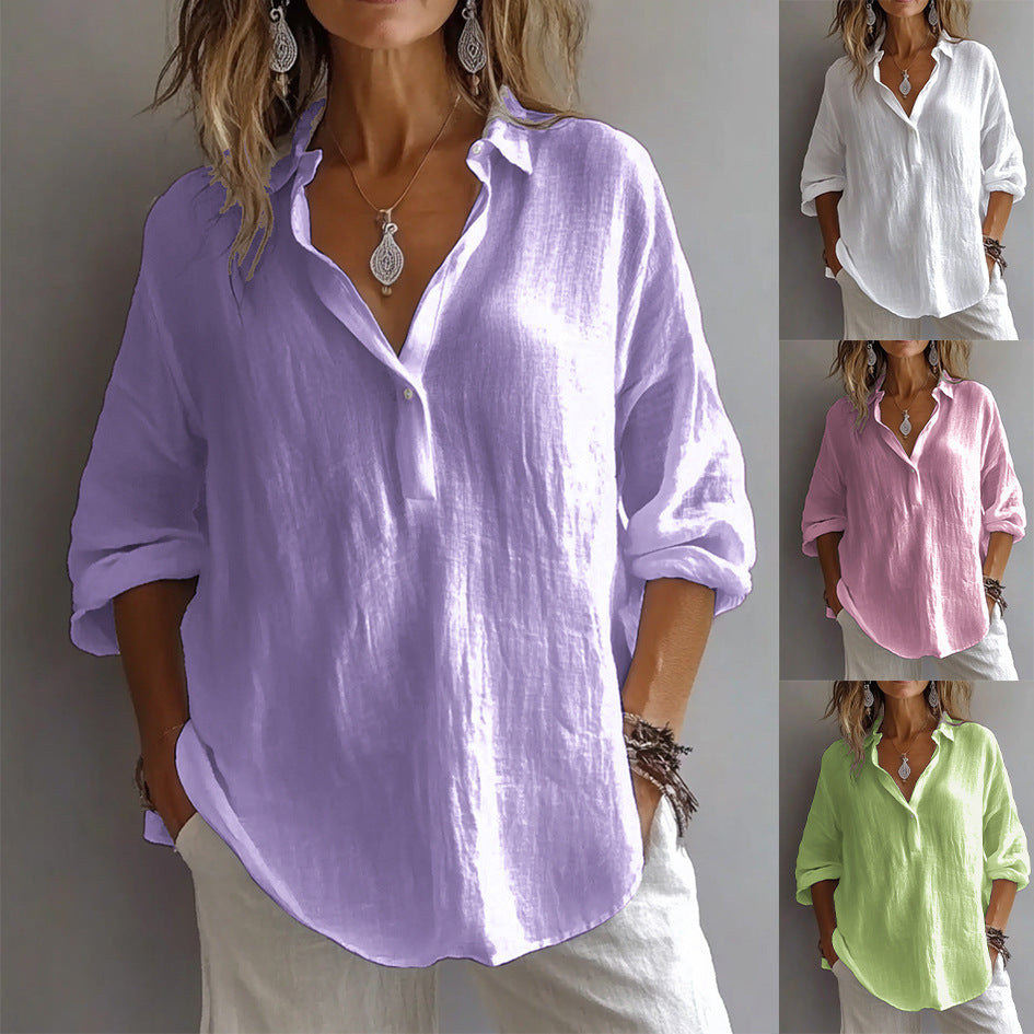 Linen V-Neck Blouse