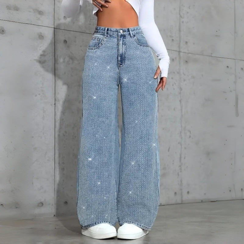 Sparkling High Waist Wide Leg Jeans