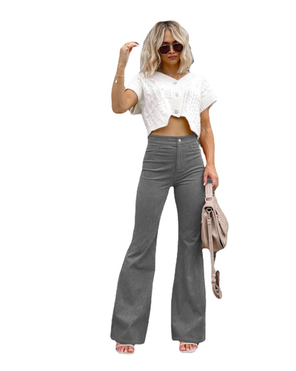 High-Waisted Corduroy Flared Pants