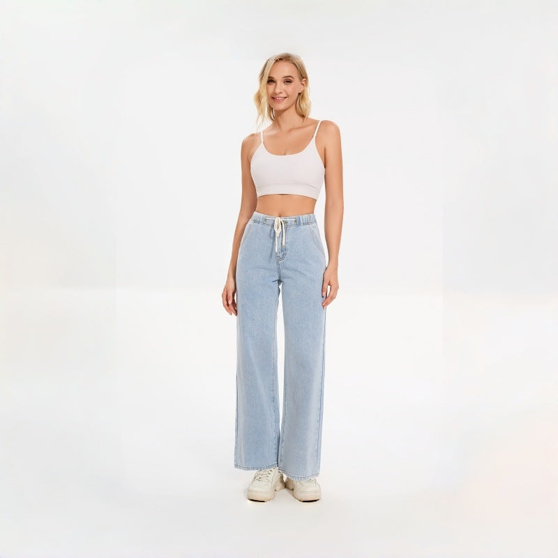 Drawstring Wide Leg Jeans